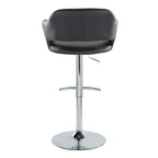 Margarite Adjustable Barstool - Set of 2 - Chrome Metal, Black PU