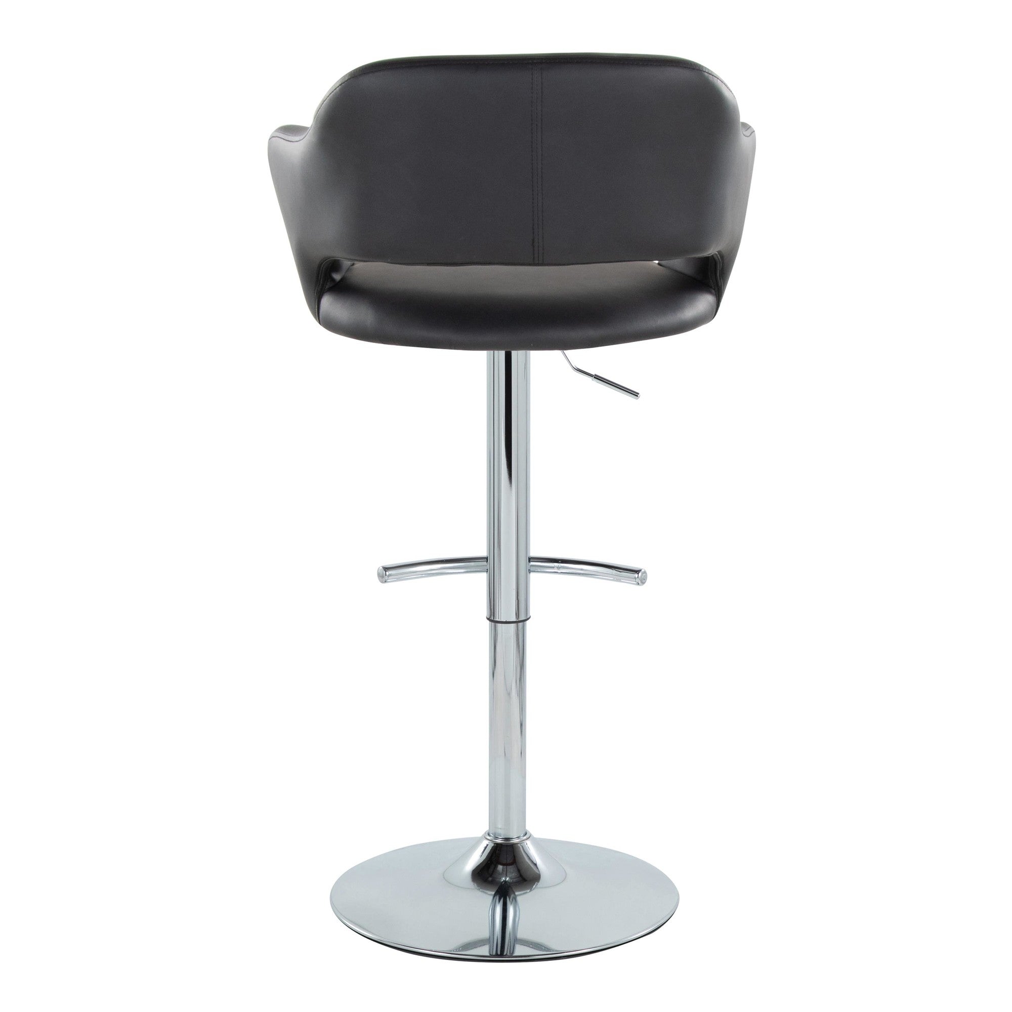 Margarite Adjustable Barstool - Set of 2 - Chrome Metal, Black PU