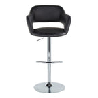 Margarite Adjustable Barstool - Set of 2 - Chrome Metal, Black PU