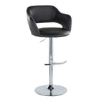 Margarite Adjustable Barstool - Set of 2 - Chrome Metal, Black PU