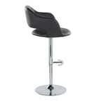 Margarite Adjustable Barstool - Set of 2 - Chrome Metal, Black PU