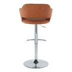 Margarite Adjustable Barstool - Set of 2 - Chrome Metal, Brown PU