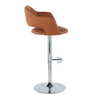 Margarite Adjustable Barstool - Set of 2 - Chrome Metal, Brown PU