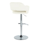 Margarite Adjustable Barstool - Set of 2 - Chrome Metal, Cream PU