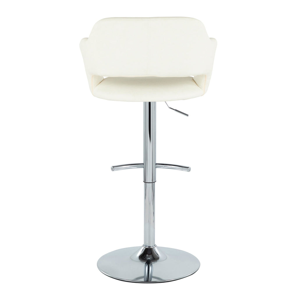 Margarite Adjustable Barstool - Set of 2 - Chrome Metal, Cream PU