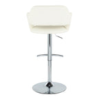Margarite Adjustable Barstool - Set of 2 - Chrome Metal, Cream PU