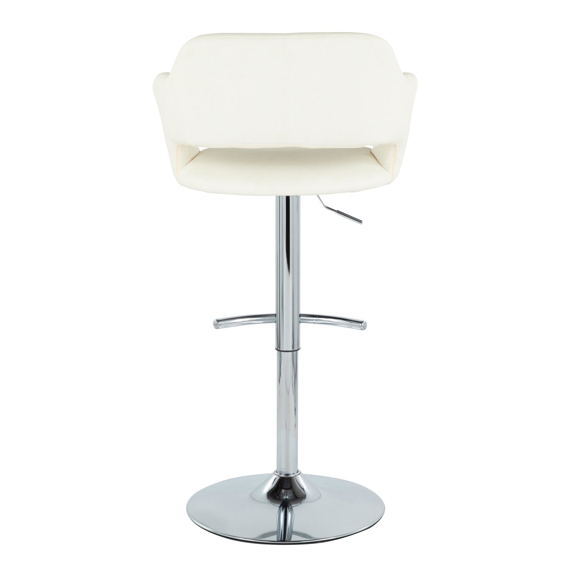 Margarite Adjustable Barstool - Set of 2 - Chrome Metal, Cream PU