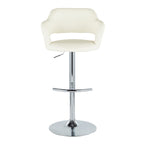 Margarite Adjustable Barstool - Set of 2 - Chrome Metal, Cream PU