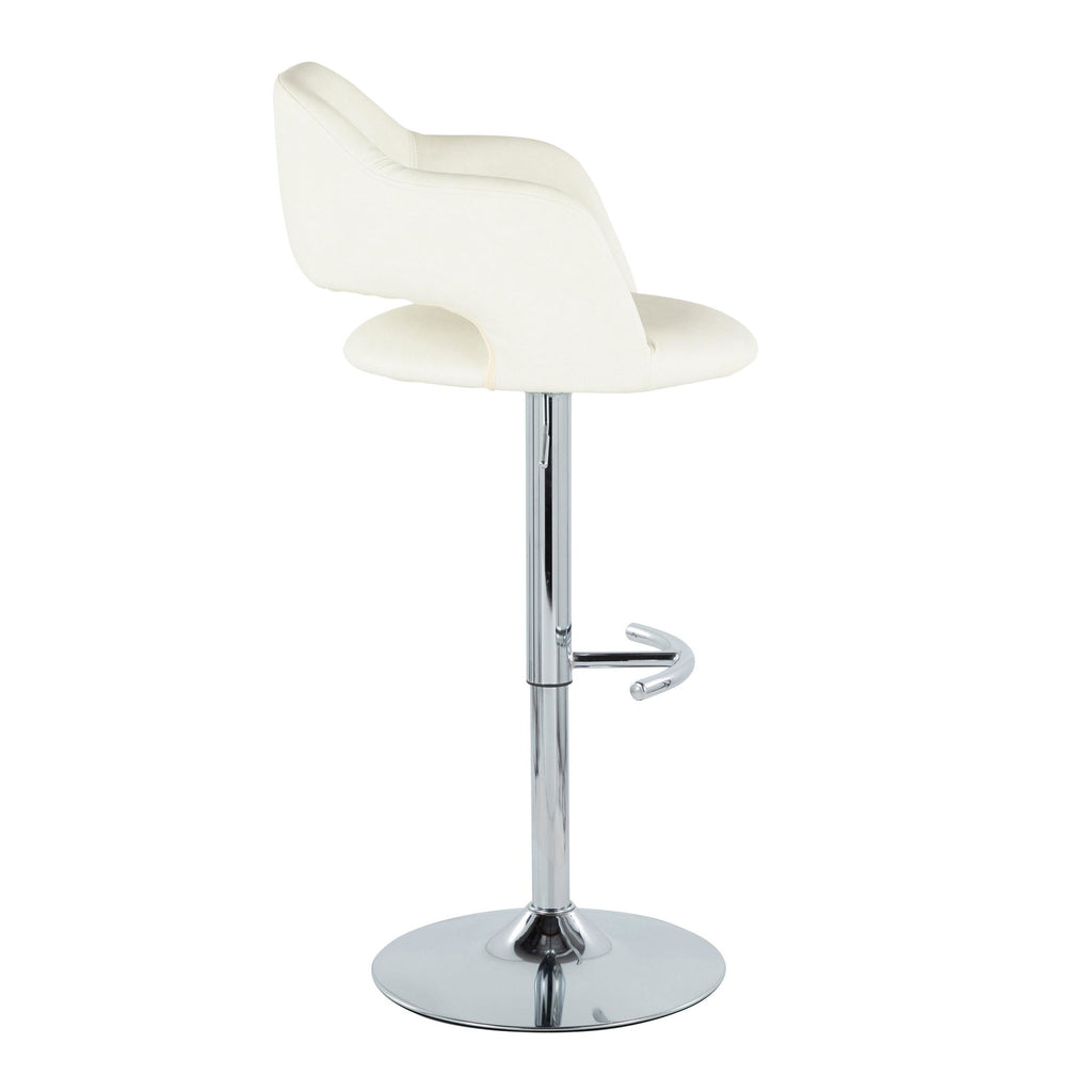 Margarite Adjustable Barstool - Set of 2 - Chrome Metal, Cream PU