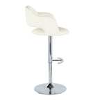 Margarite Adjustable Barstool - Set of 2 - Chrome Metal, Cream PU