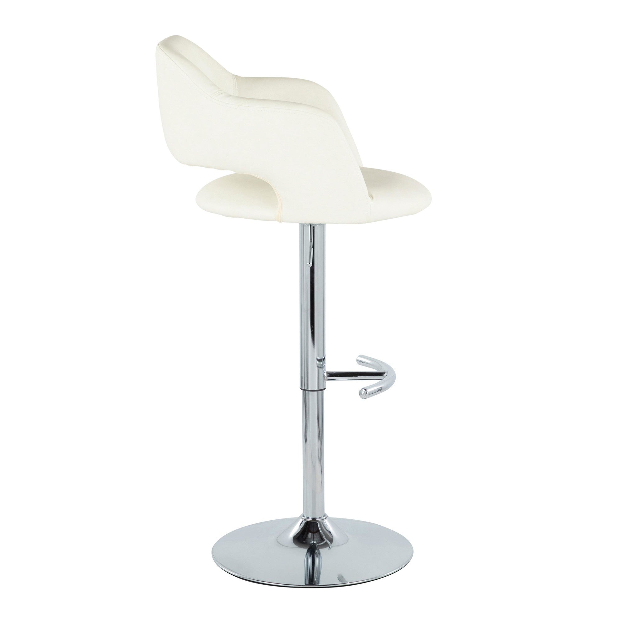 Margarite Adjustable Barstool - Set of 2 - Chrome Metal, Cream PU