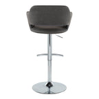 Margarite Adjustable Barstool - Set of 2 - Chrome Metal, Grey PU