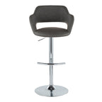 Margarite Adjustable Barstool - Set of 2 - Chrome Metal, Grey PU