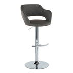 Margarite Adjustable Barstool - Set of 2 - Chrome Metal, Grey PU