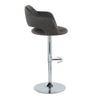 Margarite Adjustable Barstool - Set of 2 - Chrome Metal, Grey PU
