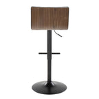Mason Adjustable Barstool - Set of 2 - Black Metal, Walnut Wood, Grey PU