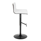 Mason Adjustable Barstool - Set of 2 - Black Metal, Walnut Wood, White PU