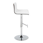 Mason Adjustable Barstool - Set of 2 - Chrome Metal, Walnut Wood, White PU