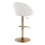 Matisse High Back Adjustable Barstool - Set of 2 - Gold Metal, Cream Fabric