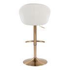 Matisse High Back Adjustable Barstool - Set of 2 - Gold Metal, Cream Fabric