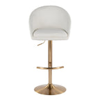 Matisse High Back Adjustable Barstool - Set of 2 - Gold Metal, Cream Fabric