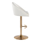 Matisse High Back Adjustable Barstool - Set of 2 - Gold Metal, Cream Fabric