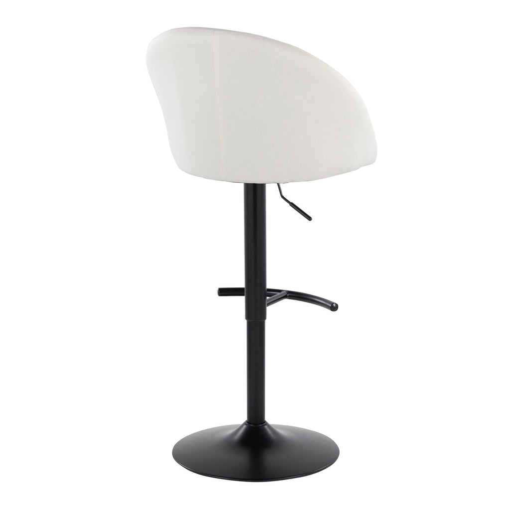 Matisse High Back Adjustable Barstool - Set of 2 - Black Metal, Cream Fabric