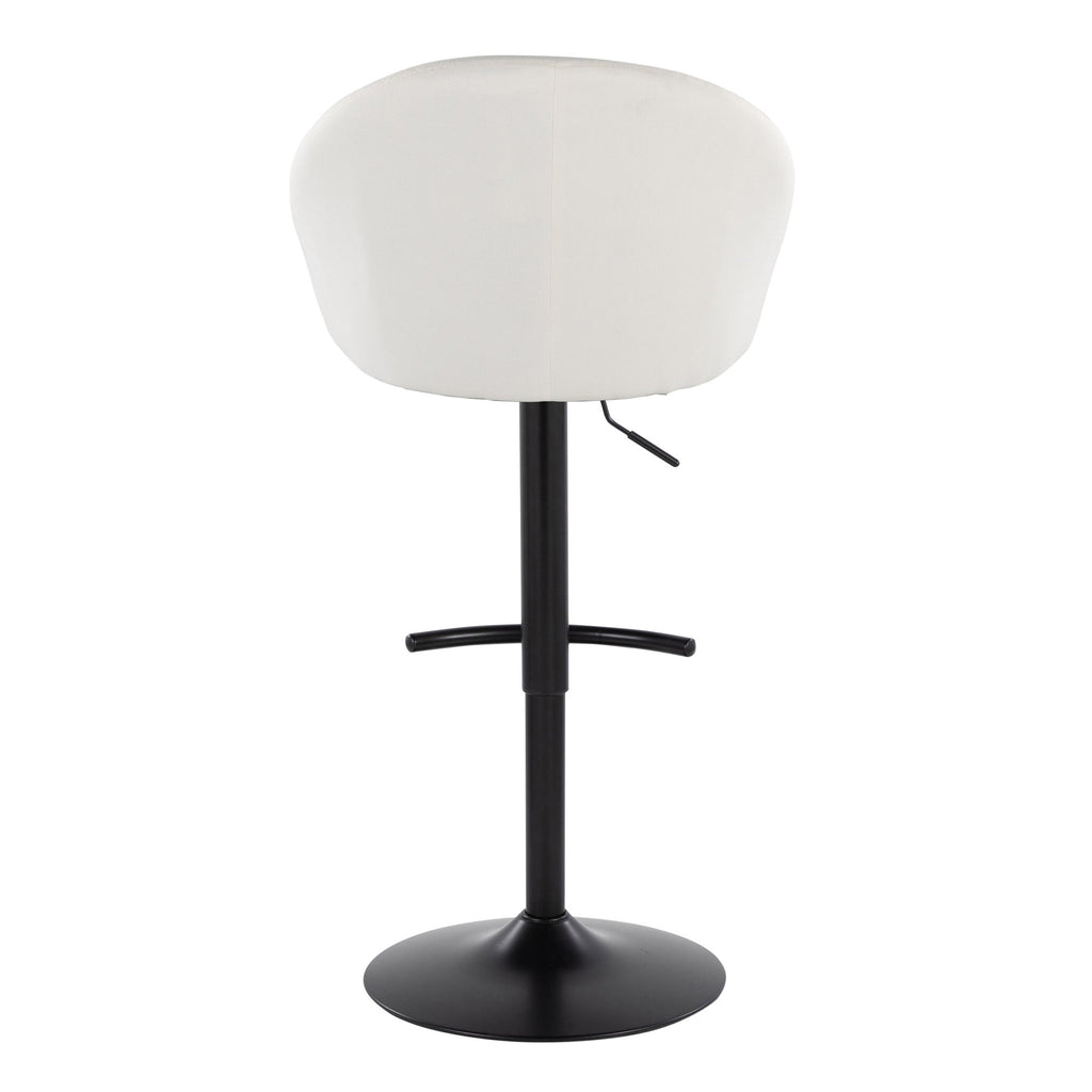 Matisse High Back Adjustable Barstool - Set of 2 - Black Metal, Cream Fabric