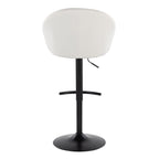 Matisse High Back Adjustable Barstool - Set of 2 - Black Metal, Cream Fabric
