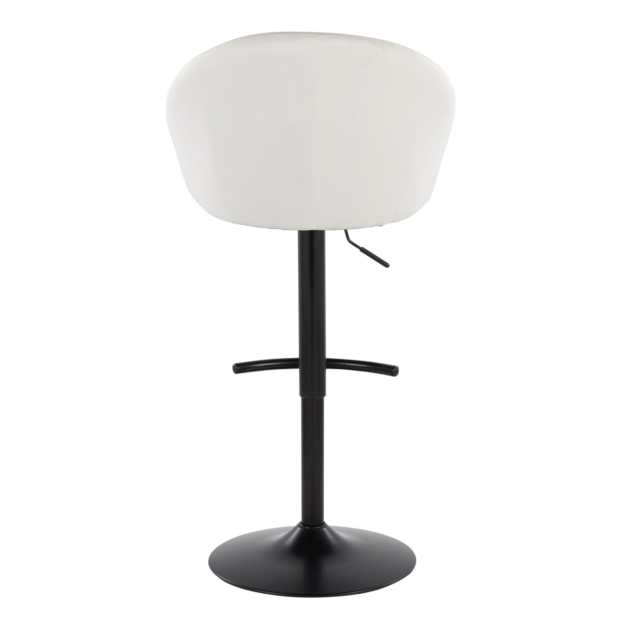 Matisse High Back Adjustable Barstool - Set of 2 - Black Metal, Cream Fabric