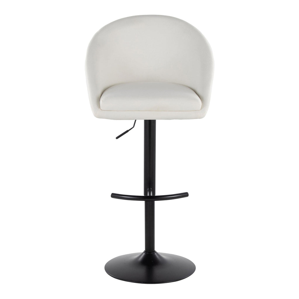 Matisse High Back Adjustable Barstool - Set of 2 - Black Metal, Cream Fabric