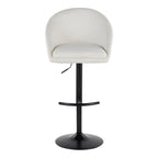 Matisse High Back Adjustable Barstool - Set of 2 - Black Metal, Cream Fabric