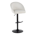 Matisse High Back Adjustable Barstool - Set of 2 - Black Metal, Cream Fabric