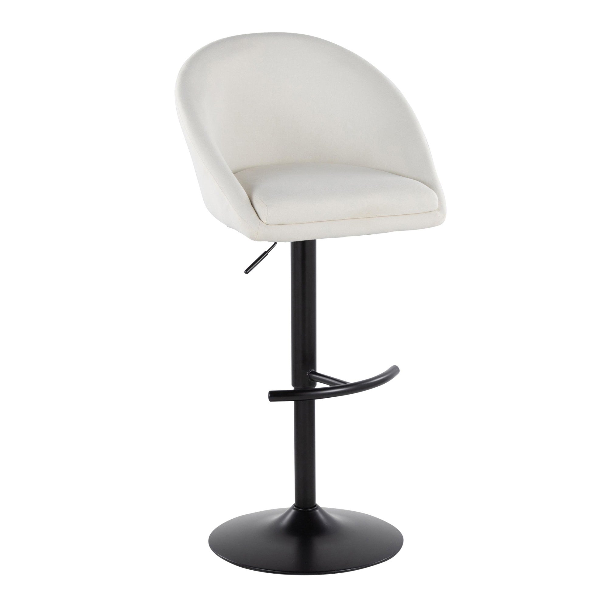 Matisse High Back Adjustable Barstool - Set of 2 - Black Metal, Cream Fabric