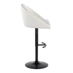 Matisse High Back Adjustable Barstool - Set of 2 - Black Metal, Cream Fabric