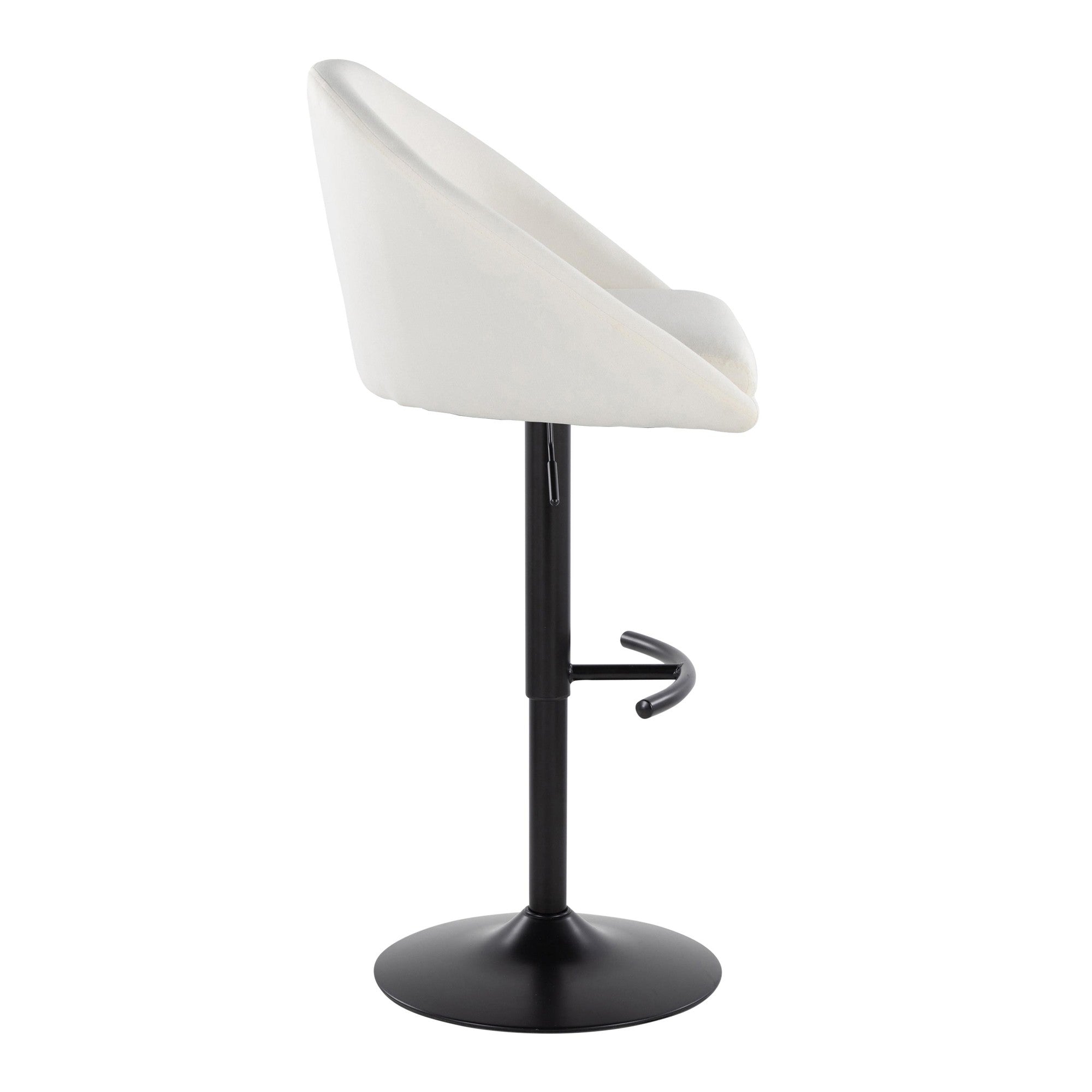 Matisse High Back Adjustable Barstool - Set of 2 - Black Metal, Cream Fabric