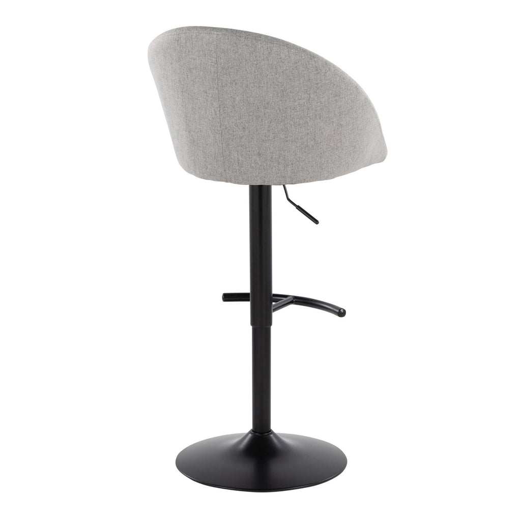 Matisse High Back Adjustable Barstool - Set of 2 - Black Metal, Grey Fabric