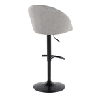 Matisse High Back Adjustable Barstool - Set of 2 - Black Metal, Grey Fabric