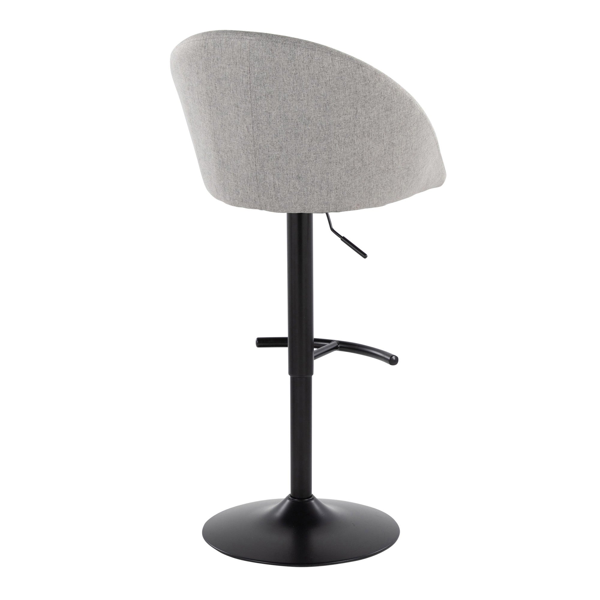 Matisse High Back Adjustable Barstool - Set of 2 - Black Metal, Grey Fabric