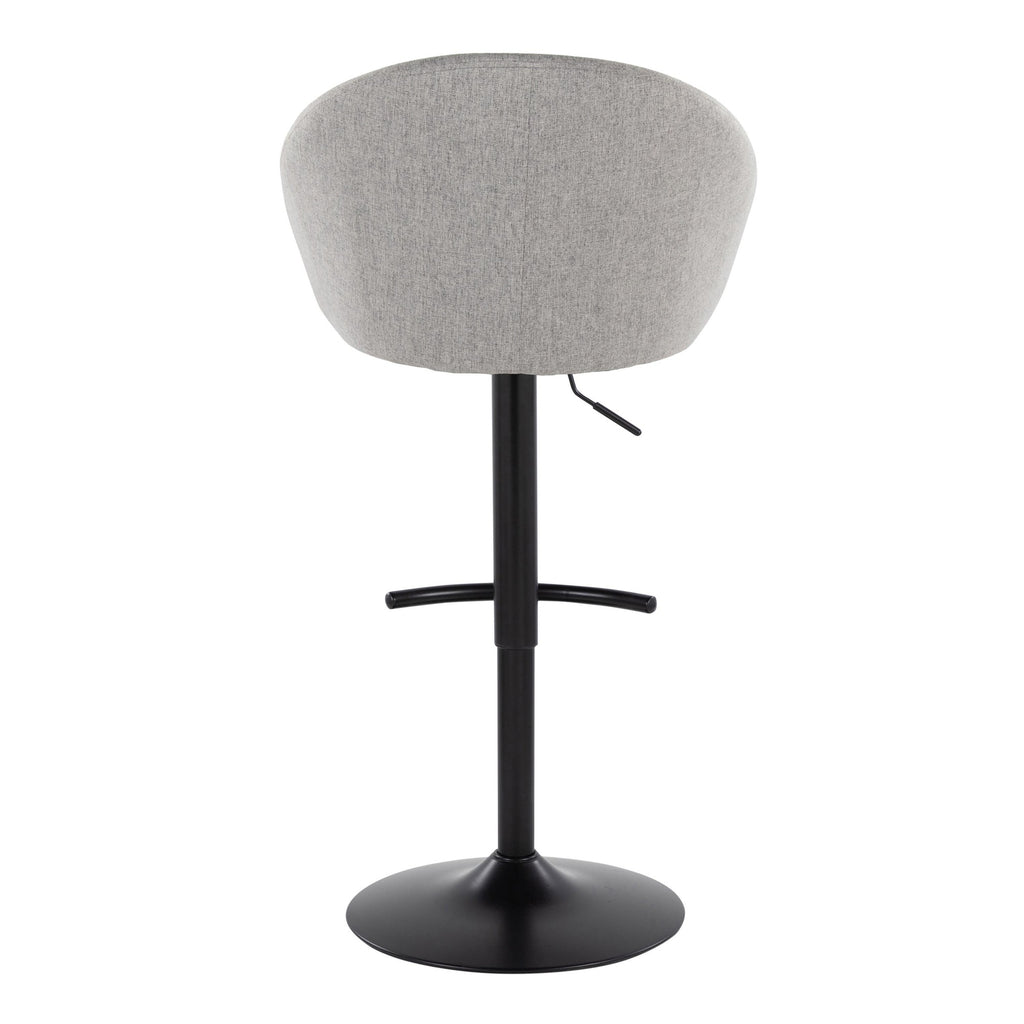 Matisse High Back Adjustable Barstool - Set of 2 - Black Metal, Grey Fabric