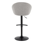 Matisse High Back Adjustable Barstool - Set of 2 - Black Metal, Grey Fabric