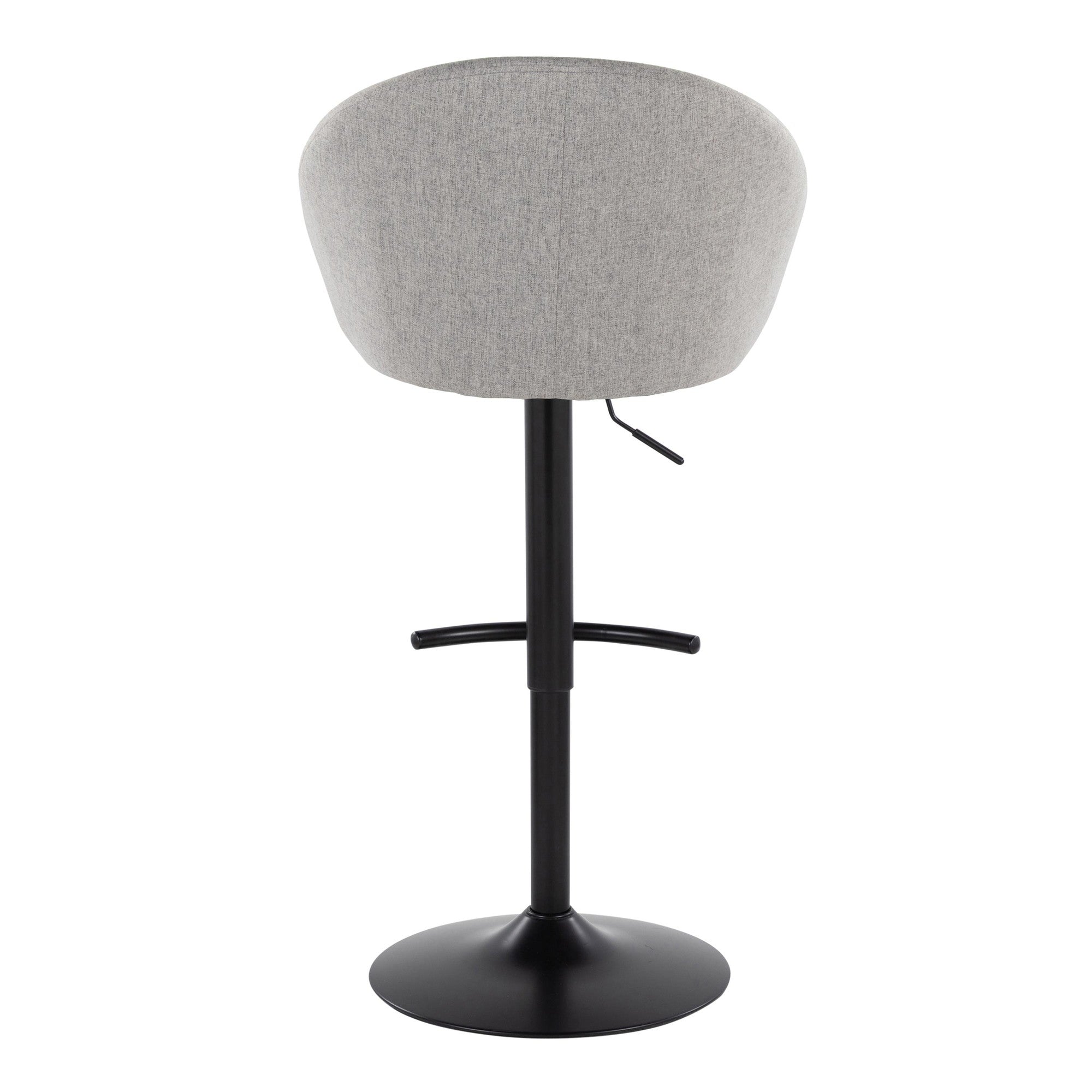 Matisse High Back Adjustable Barstool - Set of 2 - Black Metal, Grey Fabric