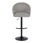 Matisse High Back Adjustable Barstool - Set of 2 - Black Metal, Grey Fabric