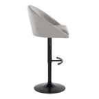 Matisse High Back Adjustable Barstool - Set of 2 - Black Metal, Grey Fabric