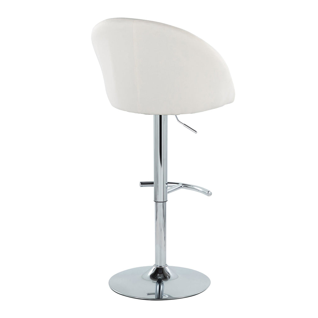 Matisse High Back Adjustable Barstool - Set of 2 - Chrome Metal, Cream Fabric