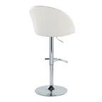 Matisse High Back Adjustable Barstool - Set of 2 - Chrome Metal, Cream Fabric