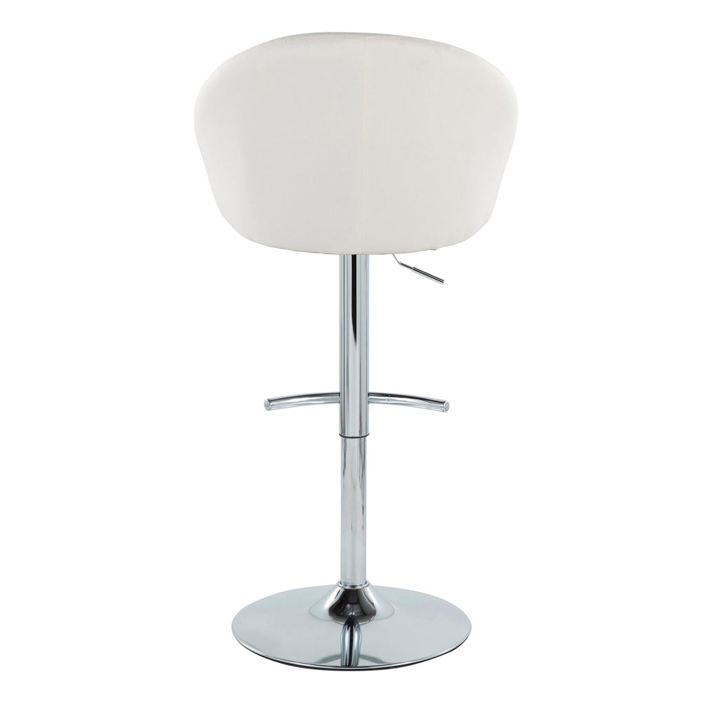 Matisse High Back Adjustable Barstool - Set of 2 - Chrome Metal, Cream Fabric