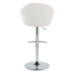 Matisse High Back Adjustable Barstool - Set of 2 - Chrome Metal, Cream Fabric