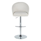 Matisse High Back Adjustable Barstool - Set of 2 - Chrome Metal, Cream Fabric