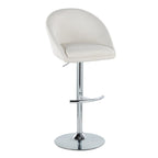 Matisse High Back Adjustable Barstool - Set of 2 - Chrome Metal, Cream Fabric